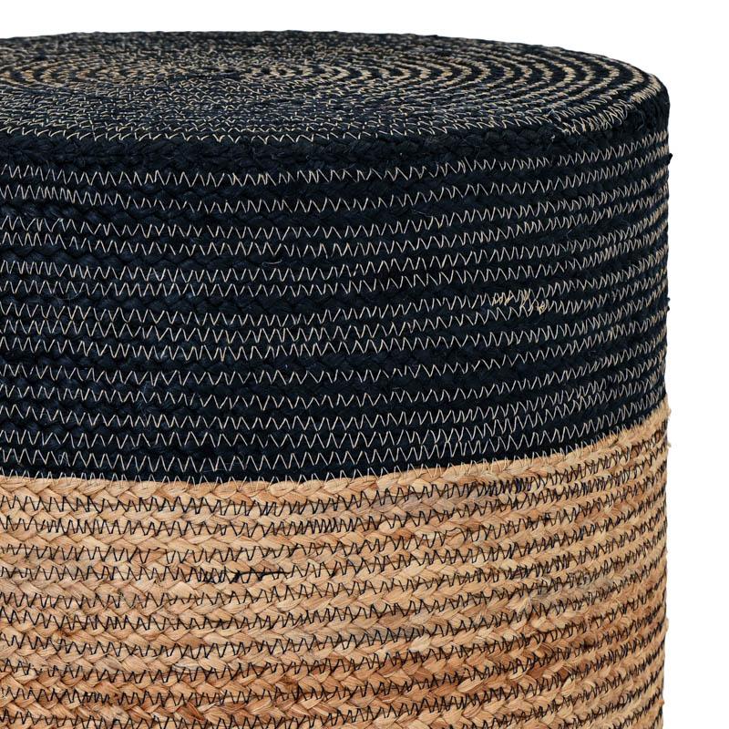ΣΤΡΟΓΓΥΛΟ ΠΟΥΦ Jute ΜΑΥΡΟ-ΚΑΦΕ ΧΡΩΜΑ 45x35εκ - Image 3