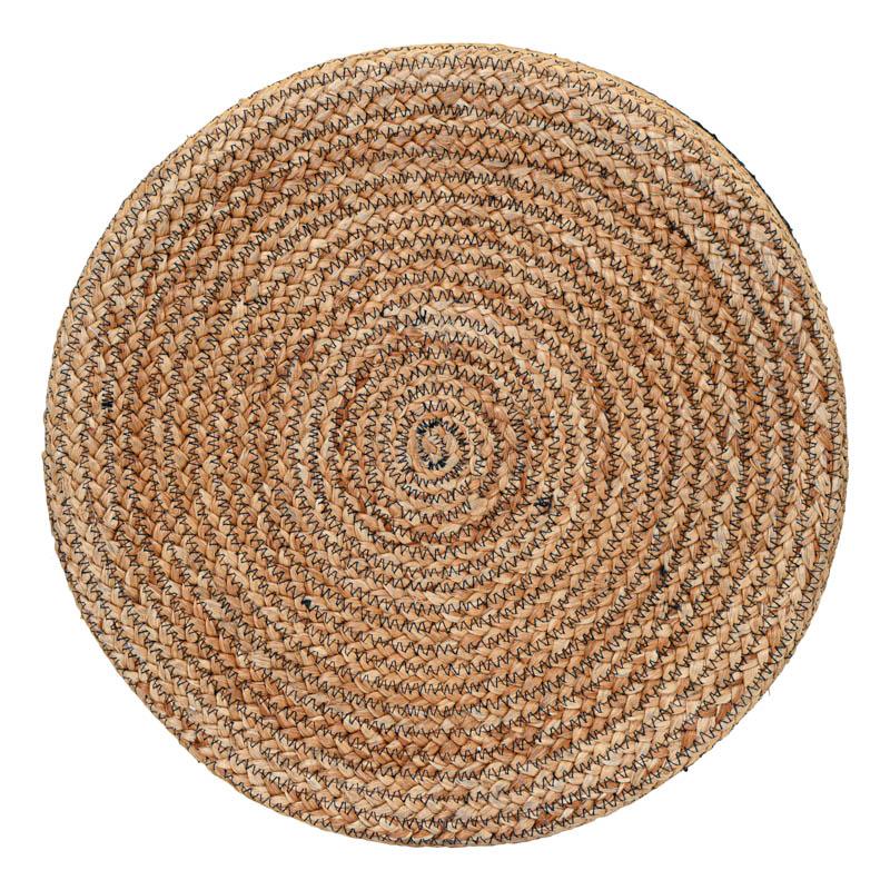 ΣΤΡΟΓΓΥΛΟ ΠΟΥΦ Jute ΜΑΥΡΟ-ΚΑΦΕ ΧΡΩΜΑ 45x35εκ - Image 4