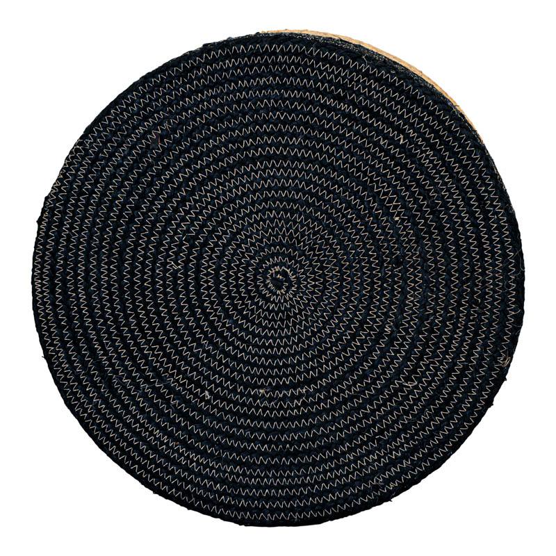 ΣΤΡΟΓΓΥΛΟ ΠΟΥΦ Jute ΜΑΥΡΟ-ΚΑΦΕ ΧΡΩΜΑ 45x35εκ - Image 5