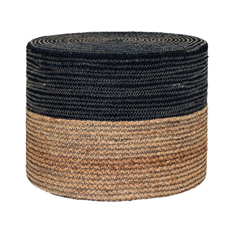 ΣΤΡΟΓΓΥΛΟ ΠΟΥΦ Jute ΜΑΥΡΟ-ΚΑΦΕ ΧΡΩΜΑ 45x35εκ - Image 6
