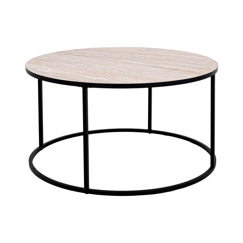 ΣΤΡΟΓΓΥΛΟ ΤΡΑΠΕΖΑΚΙ ΣΑΛΟΝΙΟΥ FL49 ΜΠΕΖ ΜΕ ΜΕΤΑΛΛΙΚΗ ΜΑΥΡΗ ΒΑΣΗ 80x44εκ