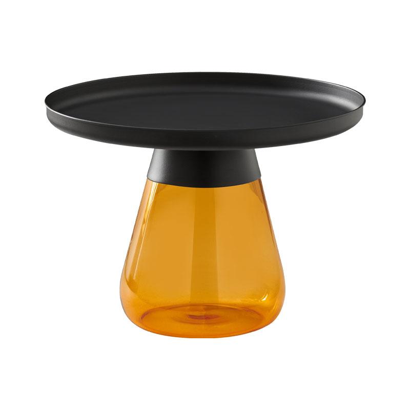 ΣΤΡΟΓΓΥΛΟ ΤΡΑΠΕΖΑΚΙ ΣΑΛΟΝΙΟΥ FL829 ΜΕΤΑΛΛΙΚΟ ΜΕ ΓΥΑΛΙ AMBER ΧΡΩΜΑ 60x42εκ