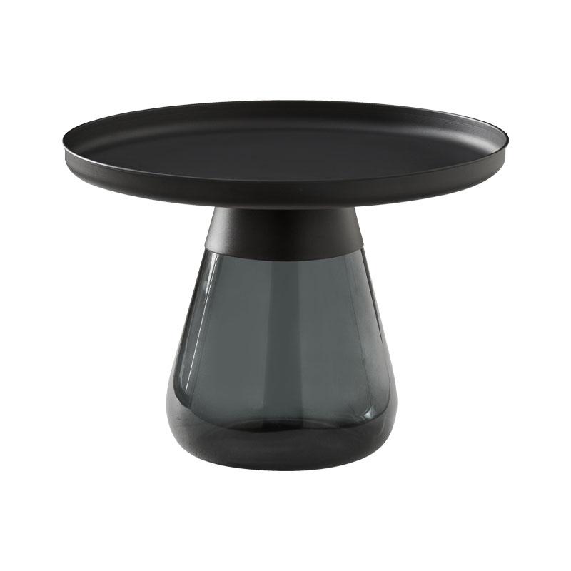 ΣΤΡΟΓΓΥΛΟ ΤΡΑΠΕΖΑΚΙ ΣΑΛΟΝΙΟΥ FL829 ΜΕΤΑΛΛΙΚΟ ΜΕ ΓΥΑΛΙ ΜΑΥΡΟ-ΓΚΡΙ ΧΡΩΜΑ 60x42εκ