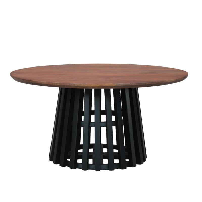 ΣΤΡΟΓΓΥΛΟ ΤΡΑΠΕΖΙ ΣΑΛΟΝΙΟΥ "Mekong" ΚΑΦΕ-ΜΑΥΡΟ ΧΡΩΜΑ 90x45εκ - Image 3
