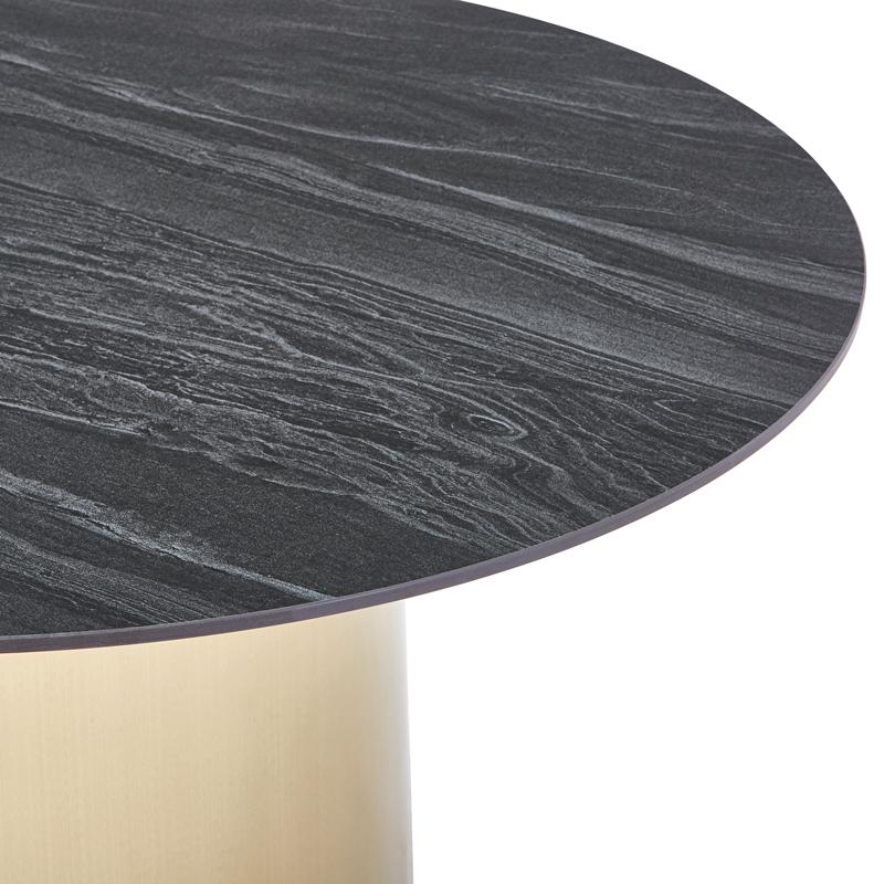 ΣΤΡΟΓΓΥΛΟ ΤΡΑΠΕΖΙ ΤΡΑΠΕΖΑΡΙΑΣ FL0063 ΜΕ ΓΚΡΙ ΚΕΡΑΜΙΚΗ ΕΠΙΦΑΝΕΙΑ ΜΕ ΜΕΤΑΛΛΙΚΑ ΠΟΔΙΑ ΣΕ ΧΡΥΣΟ ΧΡΩΜΑ 120x75εκ - Image 3