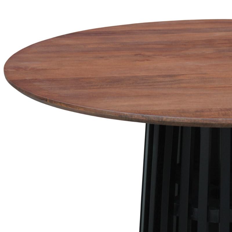 ΣΤΡΟΓΓΥΛΟ ΤΡΑΠΕΖΙ ΤΡΑΠΕΖΑΡΙΑΣ "Mekong" ΚΑΦΕ-ΜΑΥΡΟ ΧΡΩΜΑ 120x76εκ - Image 4