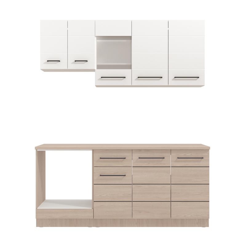 ΣΥΝΘΕΣΗ ΚΟΥΖΙΝΑΣ SAVONA 180 GREY OAK/ΛΕΥΚΟ 180x57x200εκ - Image 3