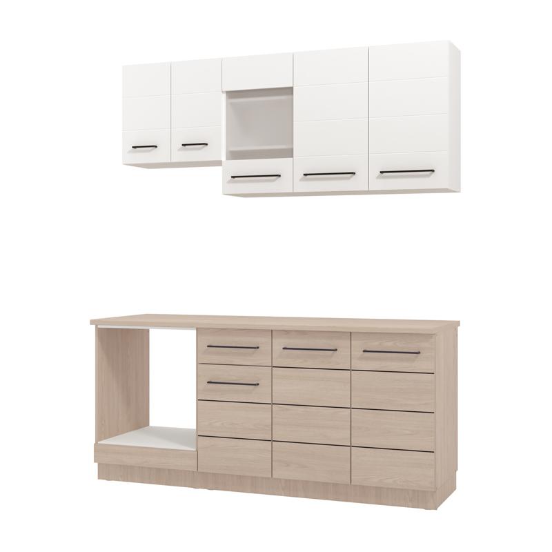 ΣΥΝΘΕΣΗ ΚΟΥΖΙΝΑΣ SAVONA 180 GREY OAK/ΛΕΥΚΟ 180x57x200εκ - Image 4