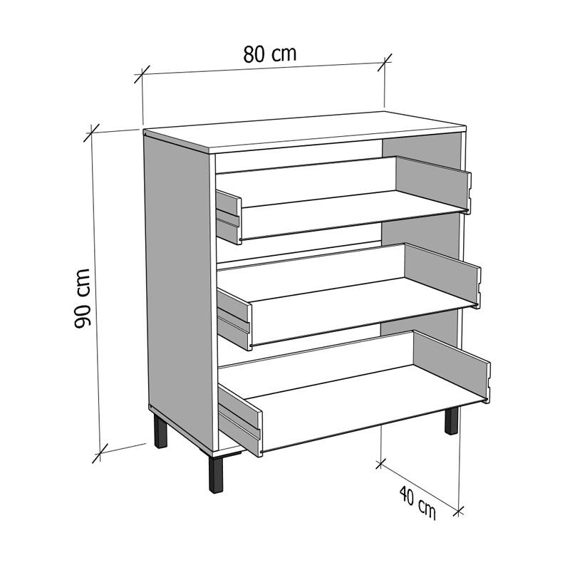 ΣΥΡΤΑΡΙΕΡΑ ALERIA 80 3F ΛΕΥΚΟ ΧΡΩΜΑ 77x40x90εκ - Image 5