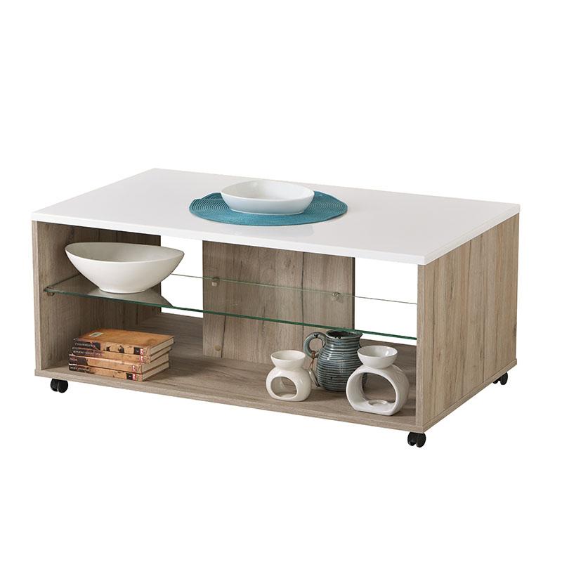 ΤΡΑΠΕΖΑΚΙ ΣΑΛΟΝΙΟΥ BERT GREY OAK-ΛΕΥΚΗ ΛΑΚΑ 101x60x45εκ - Image 4