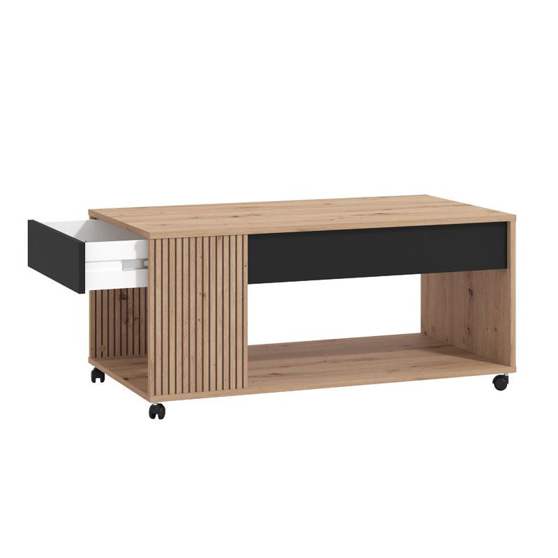 ΤΡΑΠΕΖΑΚΙ ΣΑΛΟΝΙΟΥ MAYENNE ARTISAN OAK-ΜΑΥΡΟ MAT 101x55x45εκ - Image 5