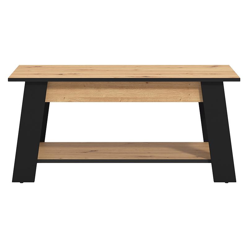 ΤΡΑΠΕΖΑΚΙ ΣΑΛΟΝΙΟΥ PIAVE ARTISAN OAK-ΜΑΥΡΟ ΜΑΤ 101x55x47εκ - Image 3