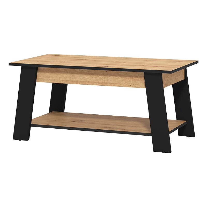 ΤΡΑΠΕΖΑΚΙ ΣΑΛΟΝΙΟΥ PIAVE ARTISAN OAK-ΜΑΥΡΟ ΜΑΤ 101x55x47εκ - Image 5