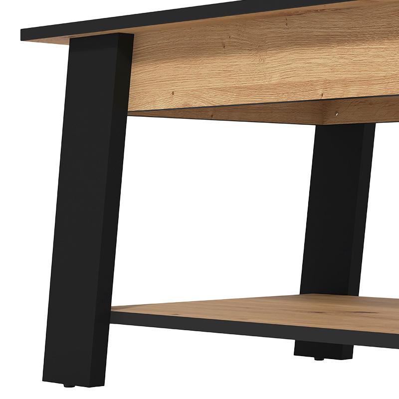 ΤΡΑΠΕΖΑΚΙ ΣΑΛΟΝΙΟΥ PIAVE ARTISAN OAK-ΜΑΥΡΟ ΜΑΤ 101x55x47εκ - Image 6