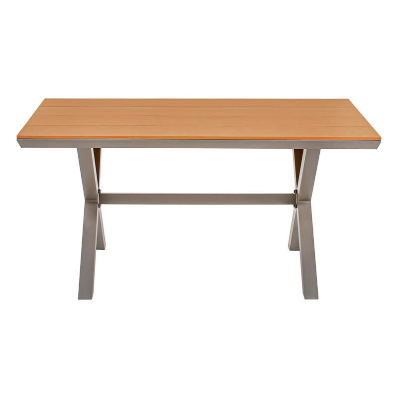 ΤΡΑΠΕΖΙ ΚΗΠΟΥ ΑΛΟΥΜΙΝΙΟΥ FL6510 ΜΕ ΕΠΙΦΑΝΕΙΑ POLYWOOD ΧΡΩΜΑ CAPPUCCINO 150x90x75εκ - Image 3