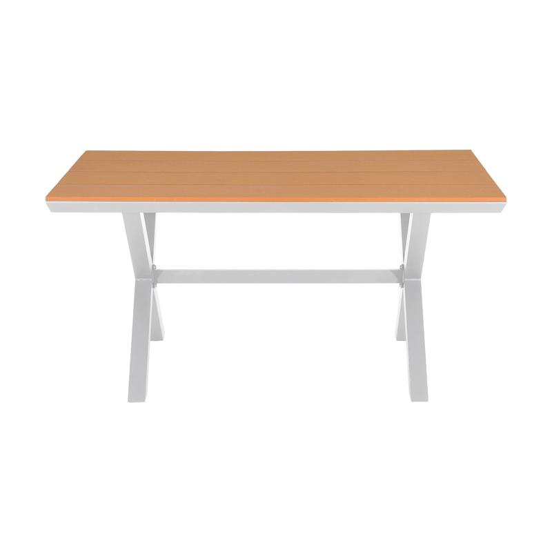 ΤΡΑΠΕΖΙ ΚΗΠΟΥ ΑΛΟΥΜΙΝΙΟΥ FL6510 ΜΕ ΕΠΙΦΑΝΕΙΑ POLYWOOD ΧΡΩΜΑ ΛΕΥΚΟ 150x90x75εκ - Image 3