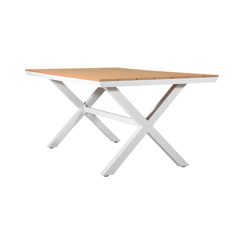 ΤΡΑΠΕΖΙ ΚΗΠΟΥ ΑΛΟΥΜΙΝΙΟΥ FL6510 ΜΕ ΕΠΙΦΑΝΕΙΑ POLYWOOD ΧΡΩΜΑ ΛΕΥΚΟ 180x100x75εκ - Image 3