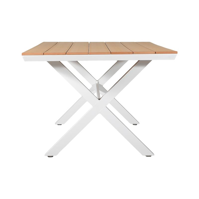 ΤΡΑΠΕΖΙ ΚΗΠΟΥ ΑΛΟΥΜΙΝΙΟΥ FL6510 ΜΕ ΕΠΙΦΑΝΕΙΑ POLYWOOD ΧΡΩΜΑ ΛΕΥΚΟ 180x100x75εκ - Image 4