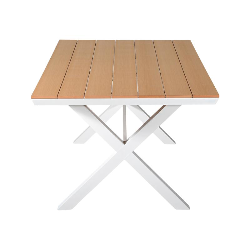 ΤΡΑΠΕΖΙ ΚΗΠΟΥ ΑΛΟΥΜΙΝΙΟΥ FL6510 ΜΕ ΕΠΙΦΑΝΕΙΑ POLYWOOD ΧΡΩΜΑ ΛΕΥΚΟ 180x100x75εκ - Image 5