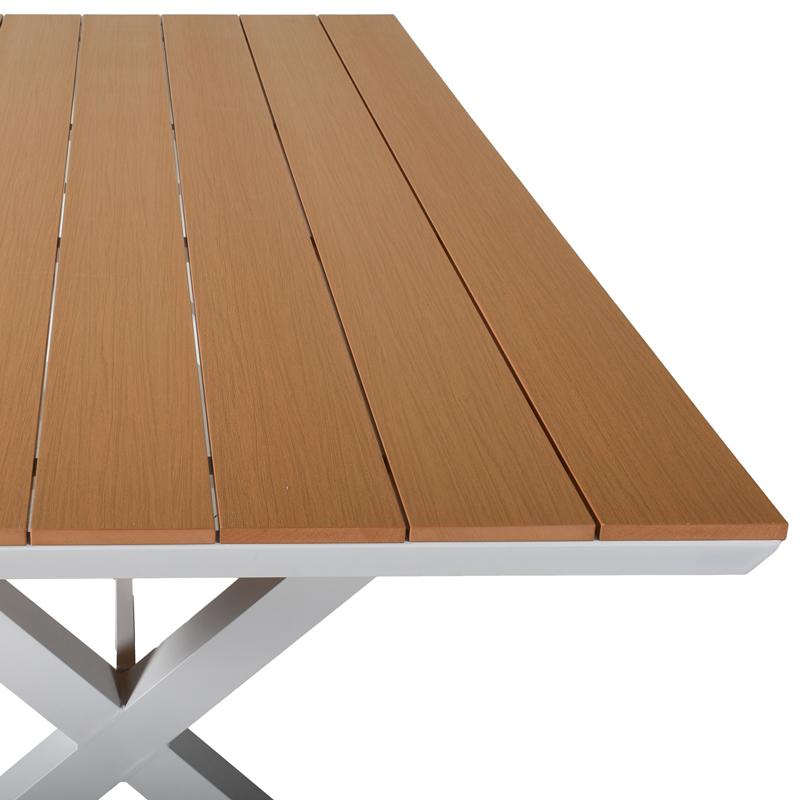 ΤΡΑΠΕΖΙ ΚΗΠΟΥ ΑΛΟΥΜΙΝΙΟΥ FL6510 ΜΕ ΕΠΙΦΑΝΕΙΑ POLYWOOD ΧΡΩΜΑ ΛΕΥΚΟ 180x100x75εκ - Image 6