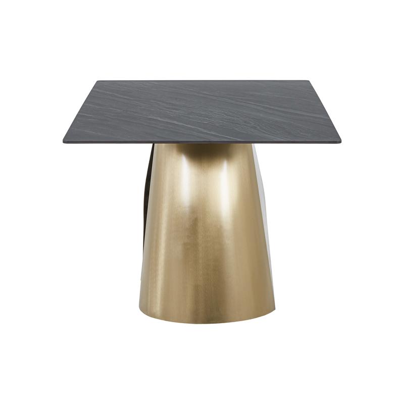 ΤΡΑΠΕΖΙ ΤΡΑΠΕΖΑΡΙΑΣ FL0053 ΜΕ ΓΚΡΙ ΚΕΡΑΜΙΚΗ ΕΠΙΦΑΝΕΙΑ ΜΕ ΜΕΤΑΛΛΙΚΑ ΠΟΔΙΑ ΧΡΥΣΟ ΧΡΩΜΑ 160x90x75εκ - Image 3