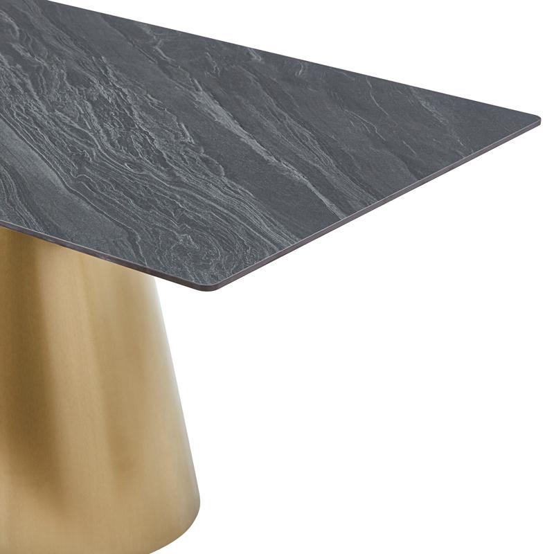 ΤΡΑΠΕΖΙ ΤΡΑΠΕΖΑΡΙΑΣ FL0053 ΜΕ ΓΚΡΙ ΚΕΡΑΜΙΚΗ ΕΠΙΦΑΝΕΙΑ ΜΕ ΜΕΤΑΛΛΙΚΑ ΠΟΔΙΑ ΧΡΥΣΟ ΧΡΩΜΑ 160x90x75εκ - Image 4