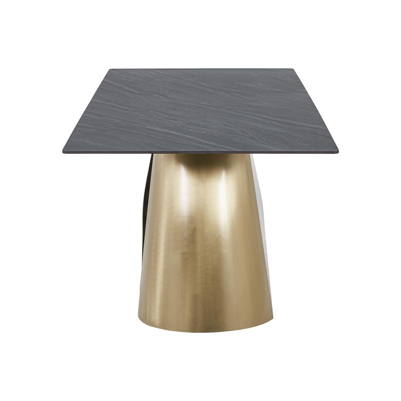 ΤΡΑΠΕΖΙ ΤΡΑΠΕΖΑΡΙΑΣ FL0053 ΜΕ ΓΚΡΙ ΚΕΡΑΜΙΚΗ ΕΠΙΦΑΝΕΙΑ ΜΕ ΜΕΤΑΛΛΙΚΑ ΠΟΔΙΑ ΣΕ ΧΡΥΣΟ ΧΡΩΜΑ 180x90x75εκ - Image 3