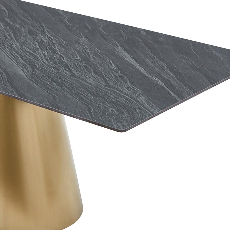 ΤΡΑΠΕΖΙ ΤΡΑΠΕΖΑΡΙΑΣ FL0053 ΜΕ ΓΚΡΙ ΚΕΡΑΜΙΚΗ ΕΠΙΦΑΝΕΙΑ ΜΕ ΜΕΤΑΛΛΙΚΑ ΠΟΔΙΑ ΣΕ ΧΡΥΣΟ ΧΡΩΜΑ 180x90x75εκ - Image 4