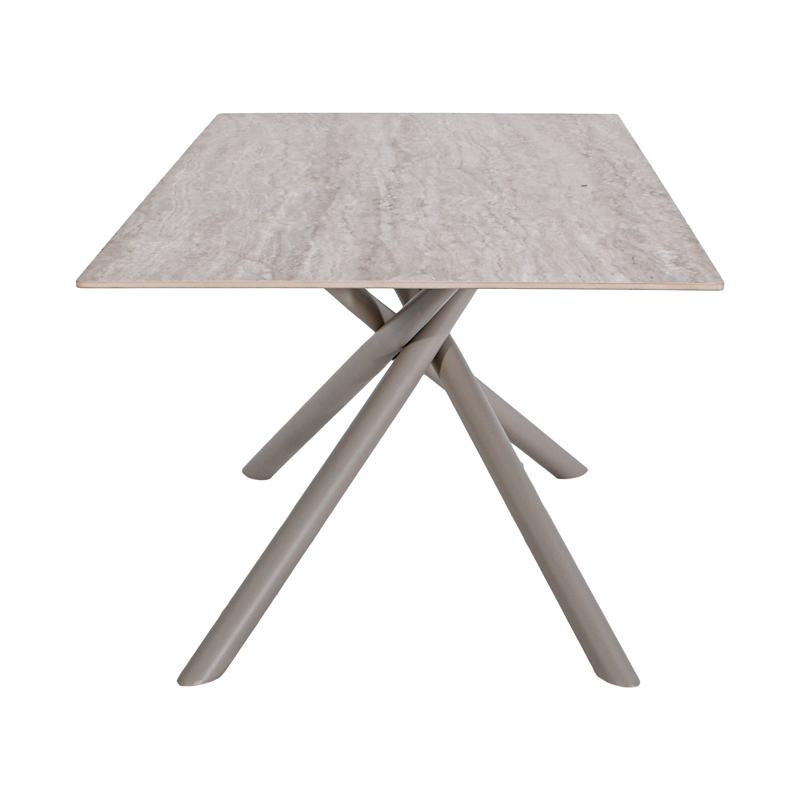 ΤΡΑΠΕΖΙ ΤΡΑΠΕΖΑΡΙΑΣ FL1603 ΚΕΡΑΜΙΚΗ ΕΠΙΦΑΝΕΙΑ ΜΕ ΜΕΤΑΛΛΙΚΑ ΠΟΔΙΑ ΓΚΡΙ-ΜΠΕΖ ΧΡΩΜΑ 180x90x76εκ - Image 3