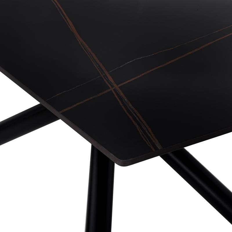 ΤΡΑΠΕΖΙ ΤΡΑΠΕΖΑΡΙΑΣ FL1603 ΚΕΡΑΜΙΚΗ ΕΠΙΦΑΝΕΙΑ ΜΕ ΜΕΤΑΛΛΙΚΑ ΠΟΔΙΑ ΜΑΥΡΟ ΧΡΩΜΑ 160x80x76εκ - Image 4