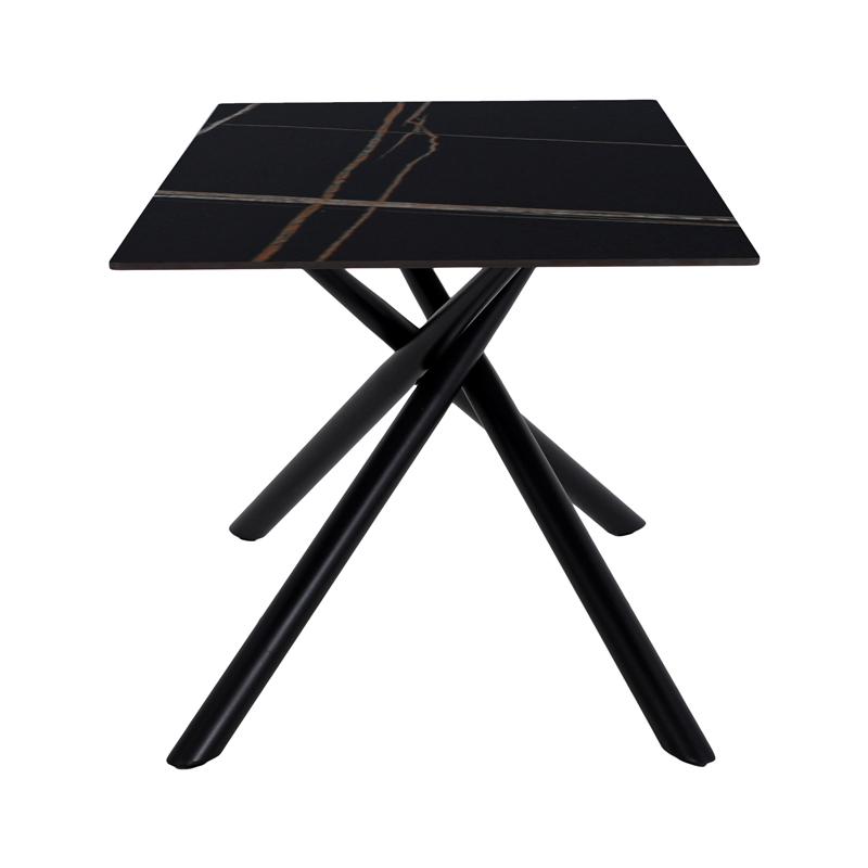 ΤΡΑΠΕΖΙ ΤΡΑΠΕΖΑΡΙΑΣ FL1603 ΚΕΡΑΜΙΚΗ ΕΠΙΦΑΝΕΙΑ ΜΕ ΜΕΤΑΛΛΙΚΑ ΠΟΔΙΑ ΜΑΥΡΟ ΧΡΩΜΑ 180x90x76εκ - Image 3