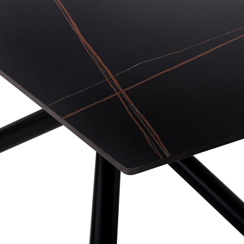 ΤΡΑΠΕΖΙ ΤΡΑΠΕΖΑΡΙΑΣ FL1603 ΚΕΡΑΜΙΚΗ ΕΠΙΦΑΝΕΙΑ ΜΕ ΜΕΤΑΛΛΙΚΑ ΠΟΔΙΑ ΜΑΥΡΟ ΧΡΩΜΑ 180x90x76εκ - Image 4