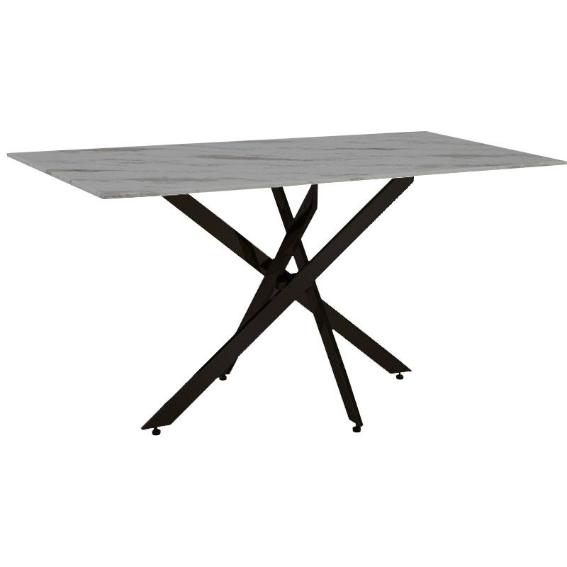 ΤΡΑΠΕΖΙ ΤΡΑΠΕΖΑΡΙΑΣ Stone ΜΕ ΓΚΡΙ ΚΕΡΑΜΙΚΗ ΕΠΙΦΑΝΕΙΑ ΚΑΙ ΜΑΥΡΑ ΜΕΤΑΛΛΙΚΑ ΠΟΔΙΑ 160x90x76εκ