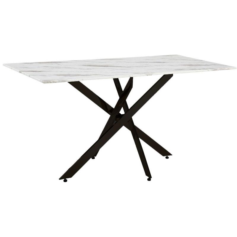 ΤΡΑΠΕΖΙ ΤΡΑΠΕΖΑΡΙΑΣ Stone ΜΕ ΛΕΥΚΗ ΚΕΡΑΜΙΚΗ ΕΠΙΦΑΝΕΙΑ ΚΑΙ ΜΑΥΡΑ ΜΕΤΑΛΛΙΚΑ ΠΟΔΙΑ 160x90x76εκ