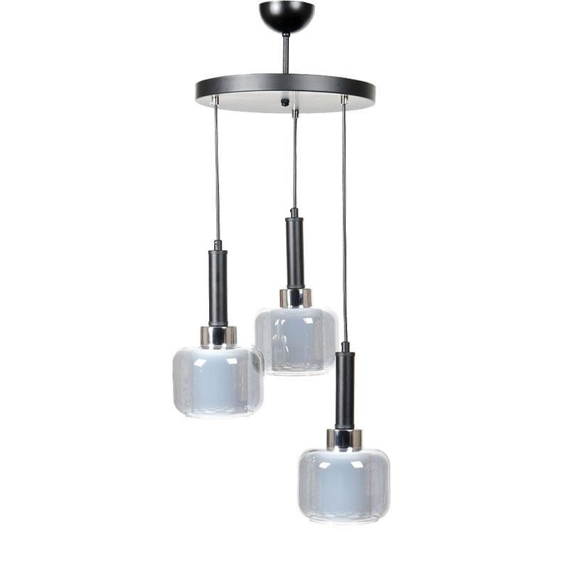 ΤΡΙΦΩΤΟ ΚΡΕΜΑΣΤΟ ΦΩΤΙΣΤΙΚΟ ΟΡΟΦΗΣ ΔΙΠΛΟ ΓΥΑΛΙΝΟ ΚΑΠΕΛΟ ΑΣΗΜΙ ΧΡΩΜΑ Ε27 30x75εκ