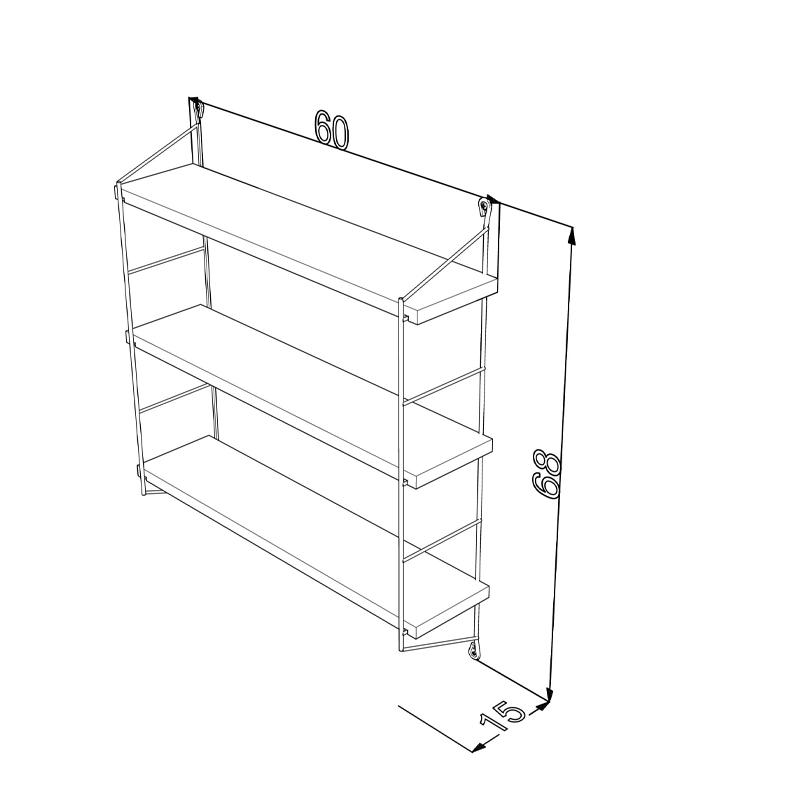 ΤΡΙΠΛΟ ΡΑΦΙ ΤΟΙΧΟΥ "Elmira" ΚΑΡΥΔΙ 67x15x56εκ - Image 4