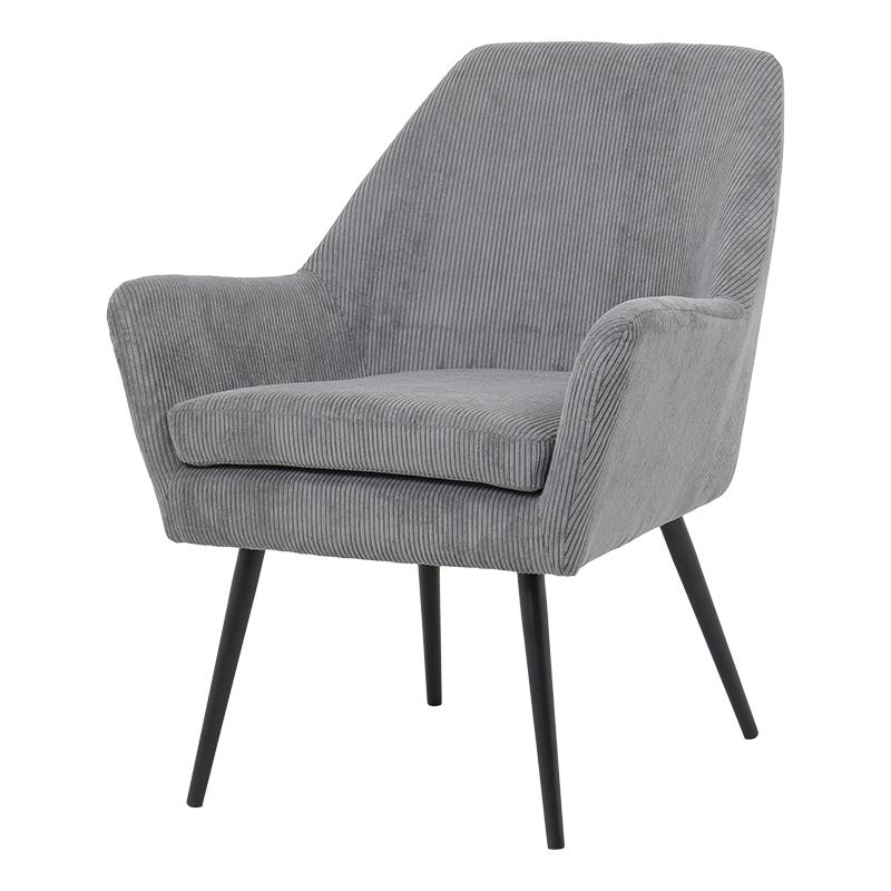 ΥΦΑΣΜΑΤΙΝΗ ΠΟΛΥΘΡΟΝΑ Rochelle ΓΚΡΙ ΜΕ ΜΑΥΡΑ ΜΕΤΑΛΛΙΚΑ ΠΟΔΙΑ 65x66x76εκ - Image 5