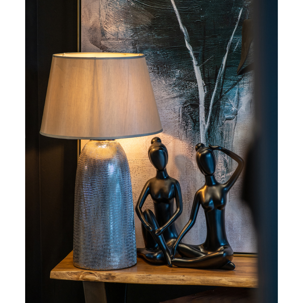 ARGENT ΦΩΤΙΣΤΙΚΟ ΕΠΙΤΡΑΠΕΖΙΟ 40x40x67cm ΚΕΡΑΜΙΚΟ ΑΣΗΜΙ ΛΕΥΚΟ ΥΦΑΣΜΑ - Image 2