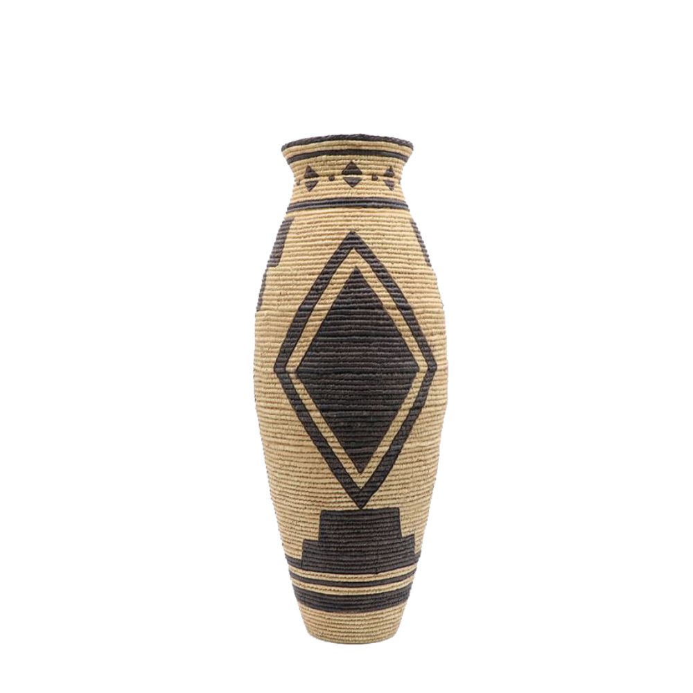 INKA ΒΑΖΟ 19x19x47cm POLYRESIN ΦΥΣΙΚΟ ΜΑΥΡΟ
