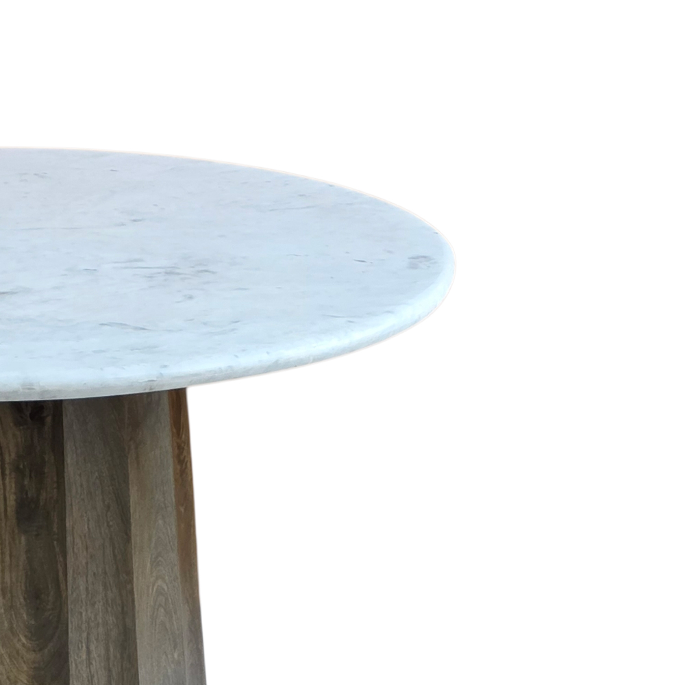 BORDS ΤΡΑΠΕΖΙ ΛΕΥΚΟ ΜΑΡΜΑΡΟ ΚΑΡΥΔΙ ΣΚΟΥΡΟ 120x120x77cm - Image 2