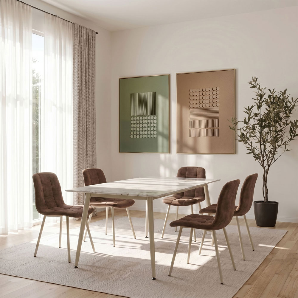 PRIMO ΤΡΑΠΕΖΙ ΛΕΥΚΟ ΜΕ ΟΨΗ ΜΑΡΜΑΡΟΥ 120x70x74cm - Image 2