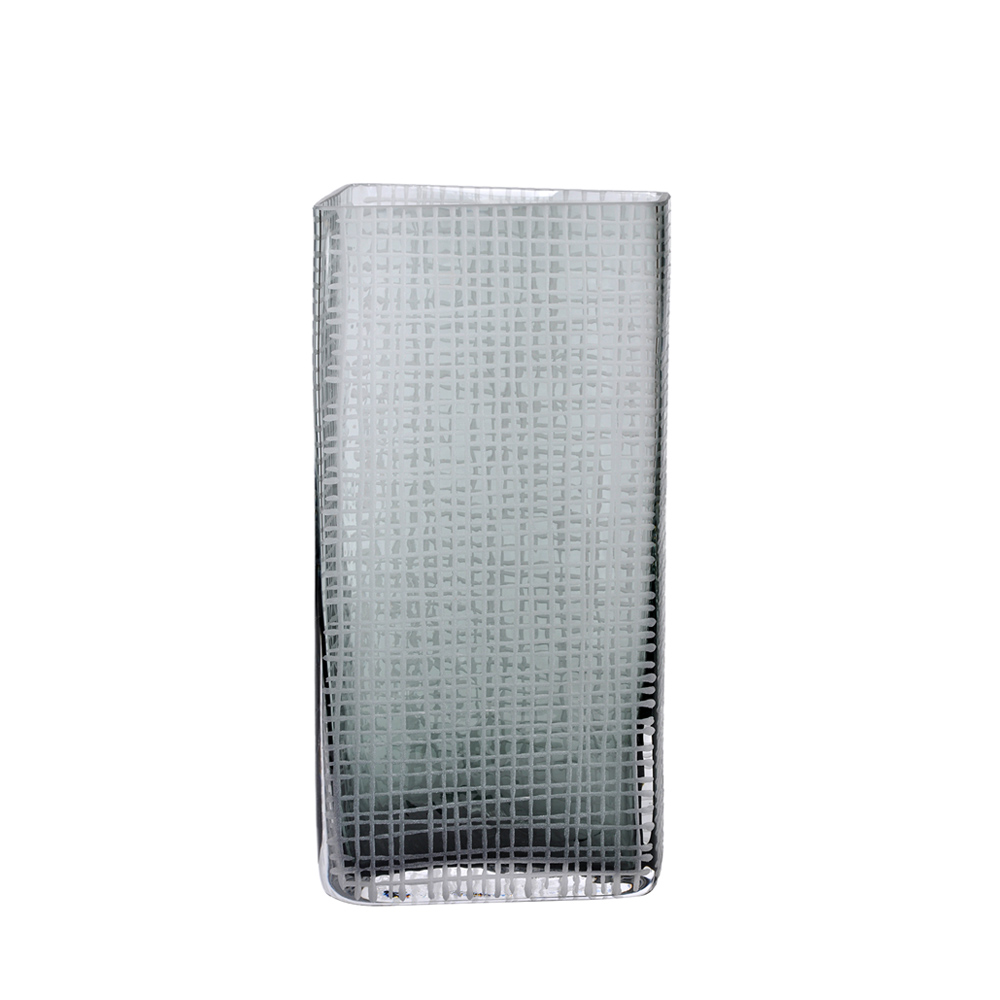 GRAVIR GREY ΒΑΖΟ 16x12x33cm ΓΥΑΛΙ ΓΚΡΙ