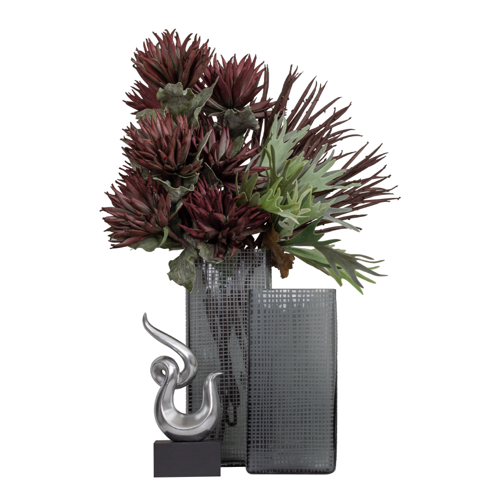 GRAVIR GREY ΒΑΖΟ 16x12x33cm ΓΥΑΛΙ ΓΚΡΙ - Image 2