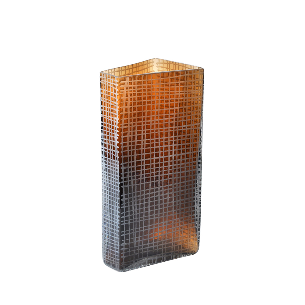GRAVIR HONEY ΒΑΖΟ 16x12x33cm ΓΥΑΛΙ ΚΑΦΕ - Image 4