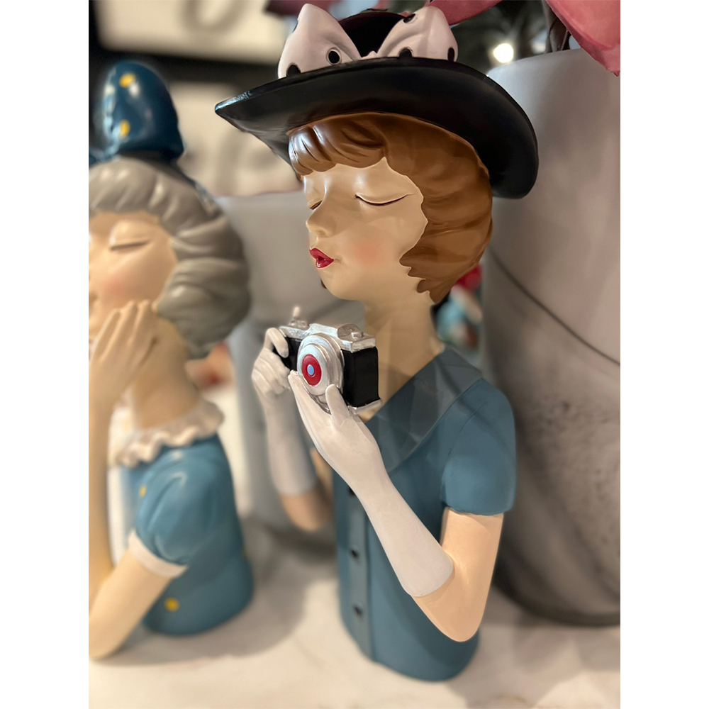 TRAVEL GIRL 6 ΔΙΑΚΟΣΜΗΤΙΚΗ ΦΙΓΟΥΡΑ 15x14x34cm POLYRESIN ΠΟΛΥΧΡΩΜΟ - Image 4