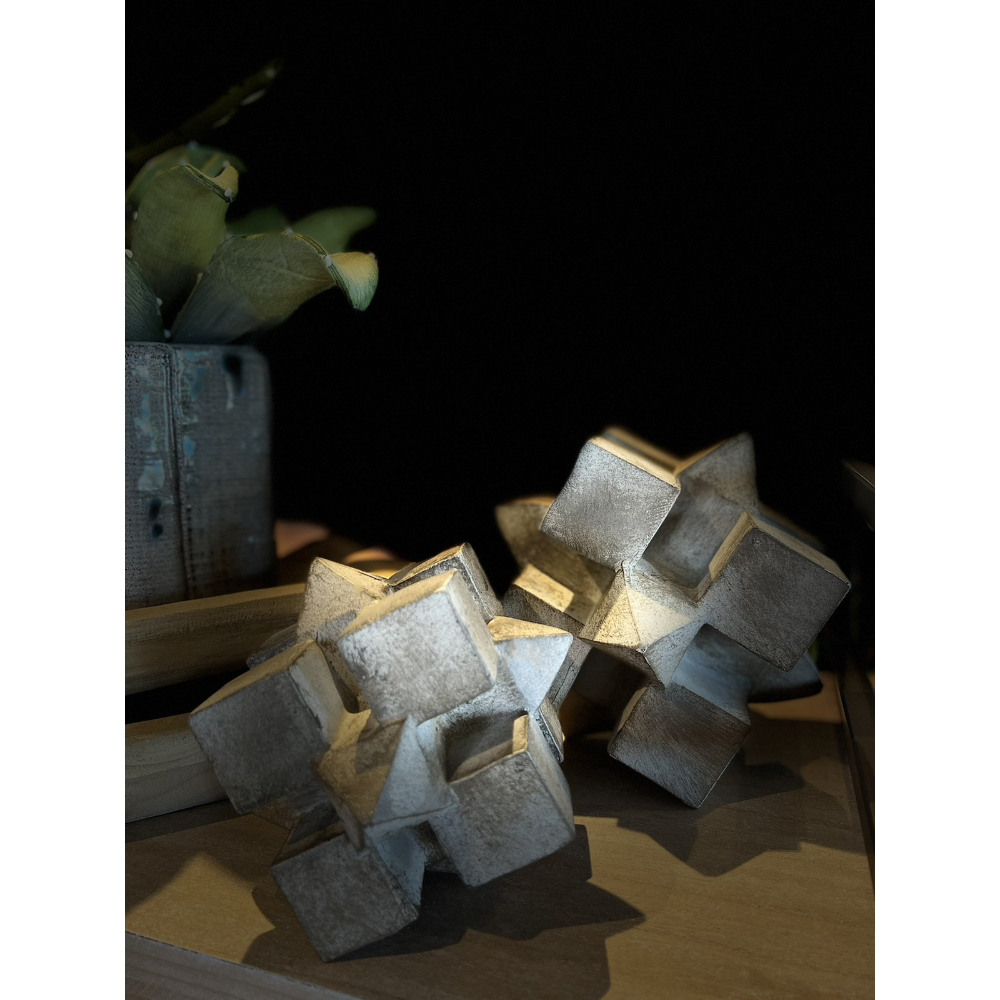 3D CUBE ΔΙΑΚΟΣΜΗΤΙΚΟ ΚΟΜΠΟΣ 20x20x20cm POLYRESIN ΦΥΣΙΚΟ - Image 2