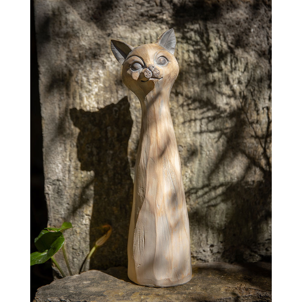SAGIA ΔΙΑΚΟΣΜΗΤΙΚΟ ΓΑΤΑ 11x11x38cm POLYRESIN ΜΠΕΖ ΓΚΡΙ - Image 3