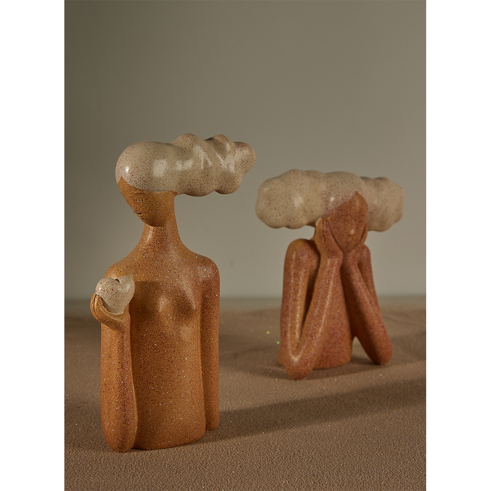 CHEVEU PINK 3 ΔΙΑΚΟΣΜΗΤΙΚΗ ΦΙΓΟΥΡΑ 19x10x21cm POLYRESIN TERRACOTTA ΓΚΡΙ - Image 2