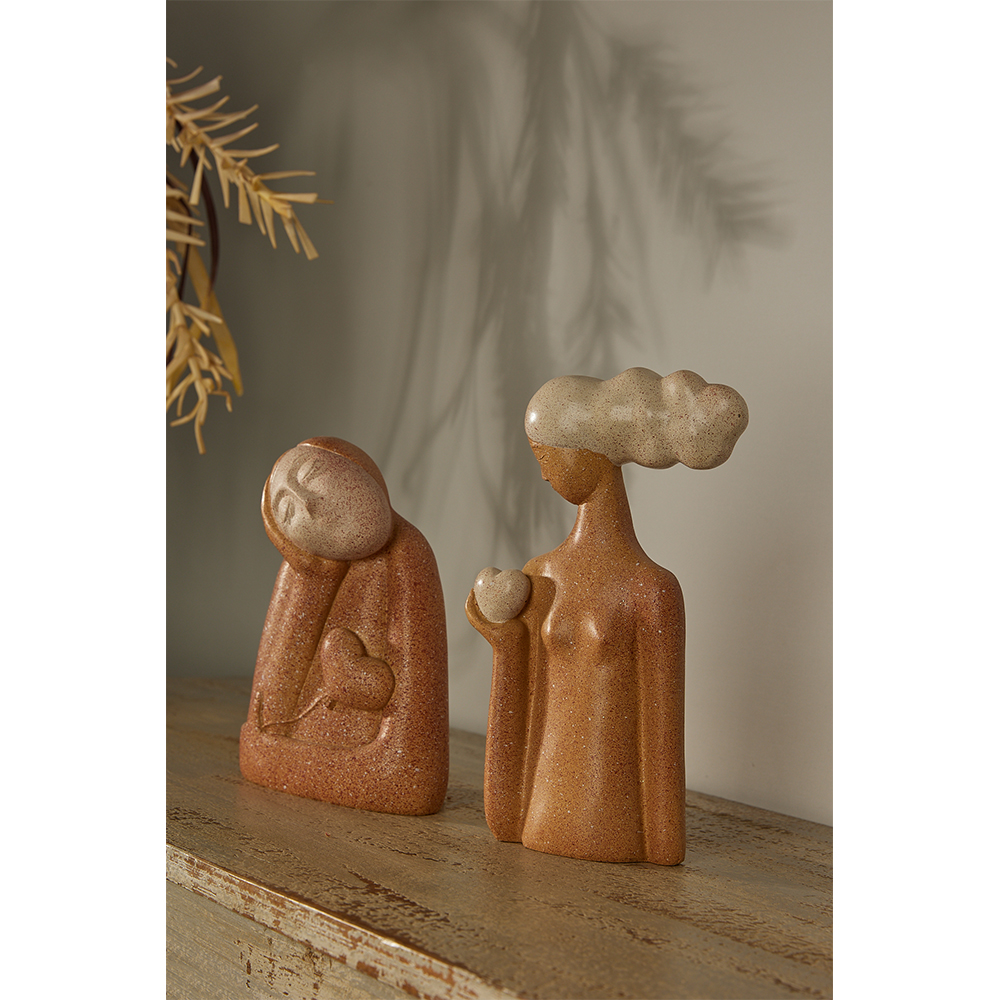 CHEVEU PINK 4 ΔΙΑΚΟΣΜΗΤΙΚΗ ΦΙΓΟΥΡΑ 15x12x21cm POLYRESIN TERRACOTTA ΓΚΡΙ - Image 2