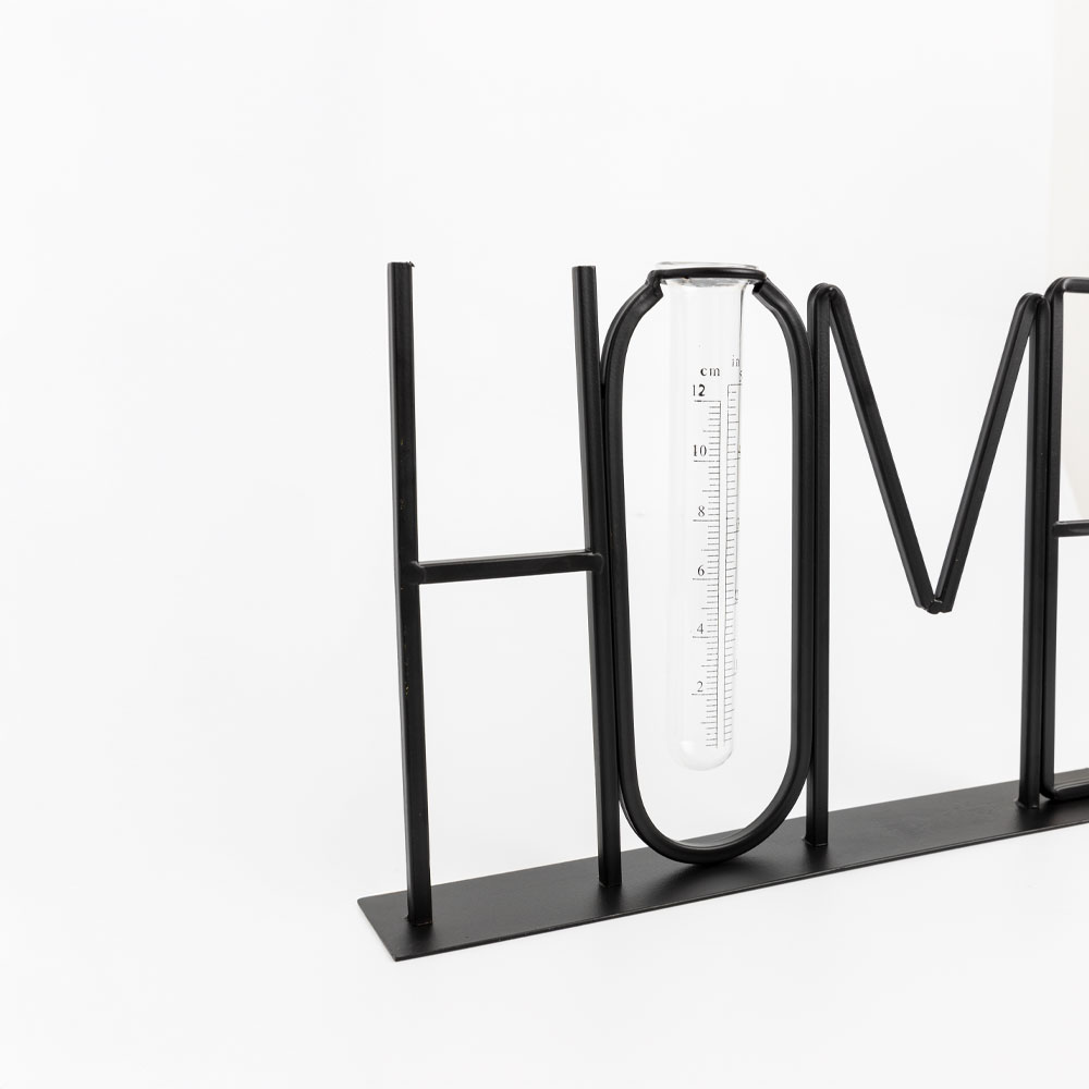 HOME ΔΙΑΚΟΣΜΗΤΙΚΗ ΕΠΙΓΡΑΦΗ 38x5x22cm ΜΕΤΑΛΛΟ ΜΑΥΡΟ ΓΥΑΛΙ - Image 2